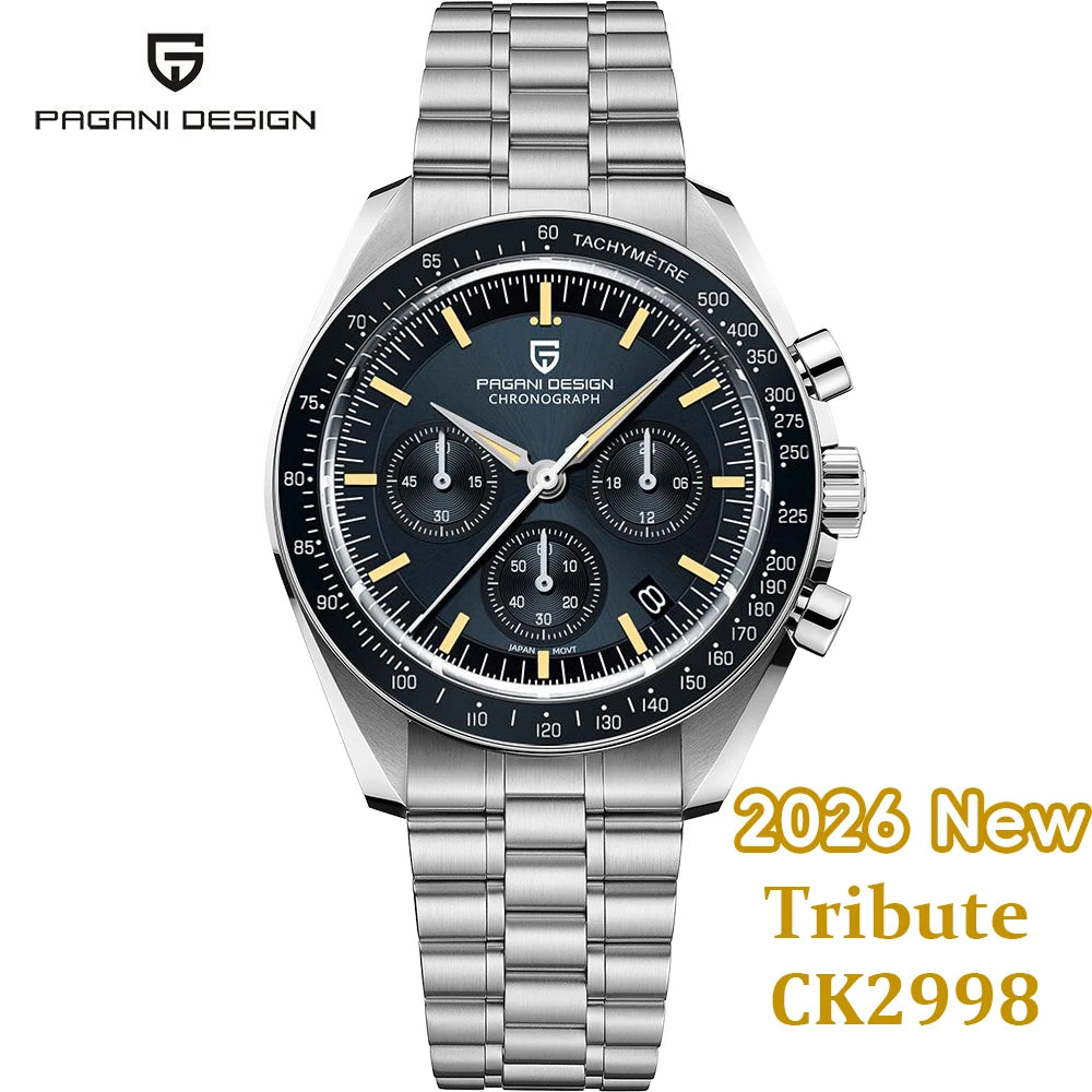 PAGANI DESIGN 2026 New V5 PD1701 Men's Watches Luxury Quartz Watch Men Sport Speed Chronograph AR Sapphire Glass 100M Waterproof